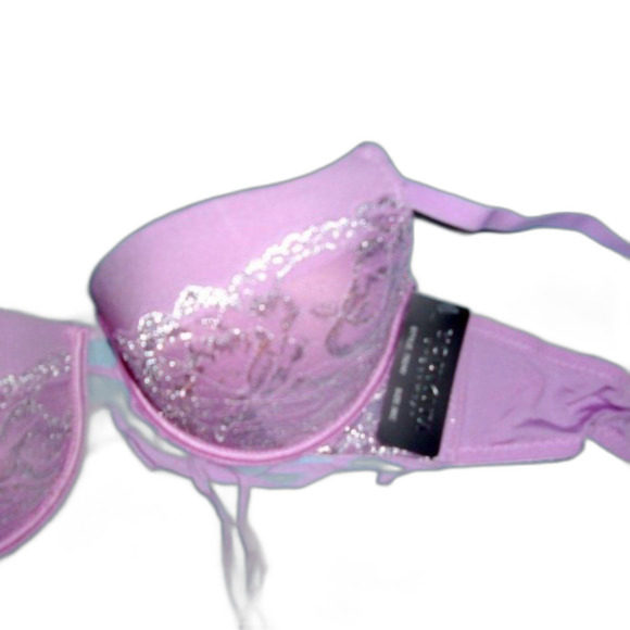 Youmita 34B Lavender Mist Metallic Lace Bra & Small Coordinating Boyshort NWT - Picture 5 of 12